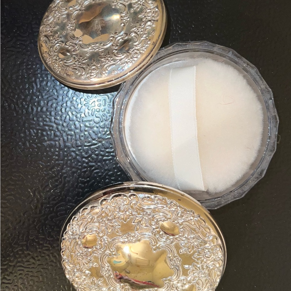 Elegant Silver Vanity Powder Box